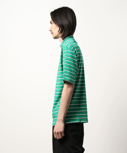 WESTBOY(ウエストボーイ)の「マルチボーダー ロゴ ビッグシルエットモックネックTシャツ WO22S2TP02 【WB ORIGINALS】(Tシャツ/カットソー・メンズ・グリーン/ブラック・M/XL/L)」の11枚目の写真