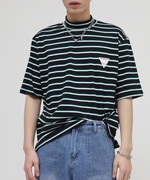 マルチボーダー ロゴ ビッグシルエットモックネックTシャツ WO22S2TP02 【WB ORIGINALS】