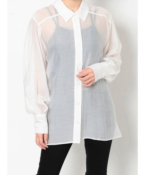 MURUA（ムルーア）の「バックスリットシアーシャツ（シャツ/ブラウス・レディース・ホワイト/ブラック/イエロー・FREE）」の13枚目の写真