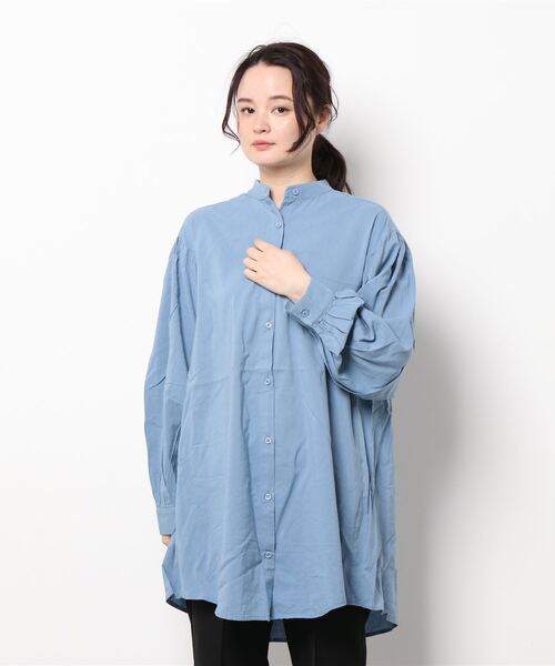 HONEYSUCKLE ROSE（ハニーサックルローズ）の「【HONEYSUCKLE ROSE】袖ボリュームチュニック（シャツ/ブラウス・レディース・ブルー/ブラック/オフホワイト・L/M）」の16枚目の写真