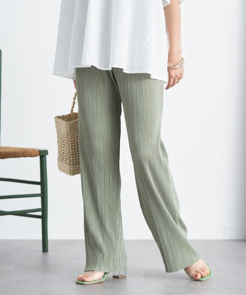 earth music&ecology（アースミュージックアンドエコロジー）の「すきな丈プリーツカットパンツ（その他パンツ・レディース・ブラック/レッド系その他5/グレイッシュベージュ/ライトカーキ・FREE）」の4枚目の写真