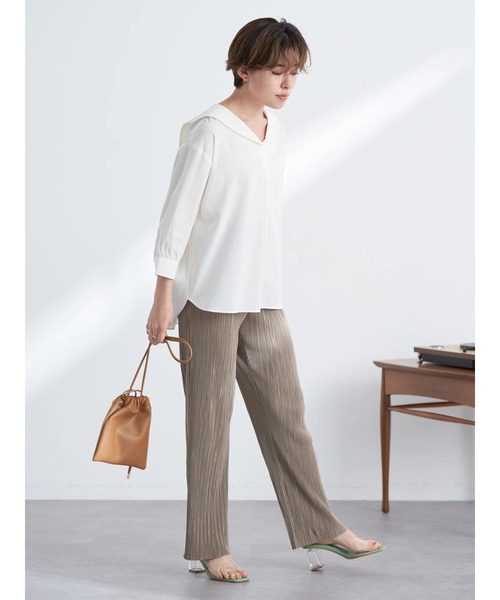 earth music&ecology（アースミュージックアンドエコロジー）の「すきな丈プリーツカットパンツ（その他パンツ・レディース・ブラック/レッド系その他5/グレイッシュベージュ/ライトカーキ・FREE）」の12枚目の写真