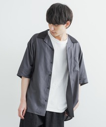 クレリックオープンカラードレープ半袖シャツ