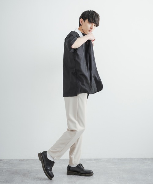 Rocky Monroe(ロッキーモンロー)の「クレリックオープンカラードレープ半袖シャツ(シャツ/ブラウス・メンズ・ホワイト/チャコールグレー/ブラック/サックスブルー/ブルーグリーン/グレイッシュベージュ・M/L)」の13枚目の写真