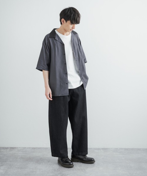 Rocky Monroe(ロッキーモンロー)の「クレリックオープンカラードレープ半袖シャツ(シャツ/ブラウス・メンズ・ホワイト/チャコールグレー/ブラック/サックスブルー/ブルーグリーン/グレイッシュベージュ・M/L)」の16枚目の写真