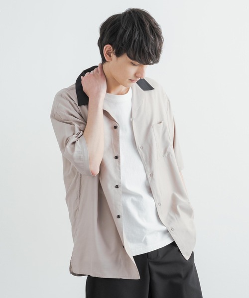 Rocky Monroe(ロッキーモンロー)の「クレリックオープンカラードレープ半袖シャツ(シャツ/ブラウス・メンズ・ホワイト/チャコールグレー/ブラック/サックスブルー/ブルーグリーン/グレイッシュベージュ・M/L)」の18枚目の写真