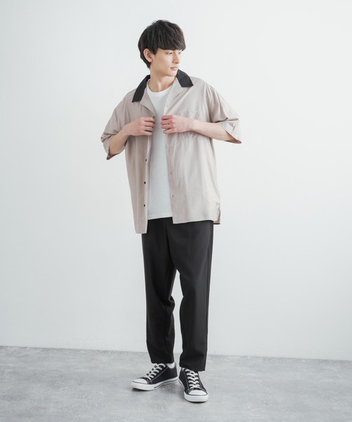 Rocky Monroe(ロッキーモンロー)の「クレリックオープンカラードレープ半袖シャツ(シャツ/ブラウス・メンズ・ホワイト/チャコールグレー/ブラック/サックスブルー/ブルーグリーン/グレイッシュベージュ・M/L)」の19枚目の写真