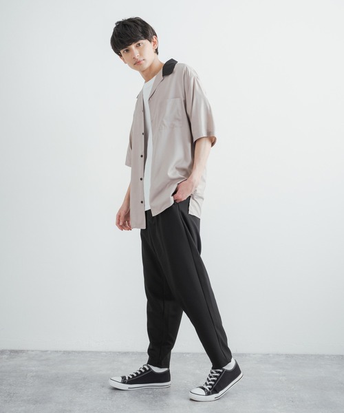 Rocky Monroe(ロッキーモンロー)の「クレリックオープンカラードレープ半袖シャツ(シャツ/ブラウス・メンズ・ホワイト/チャコールグレー/ブラック/サックスブルー/ブルーグリーン/グレイッシュベージュ・M/L)」の20枚目の写真