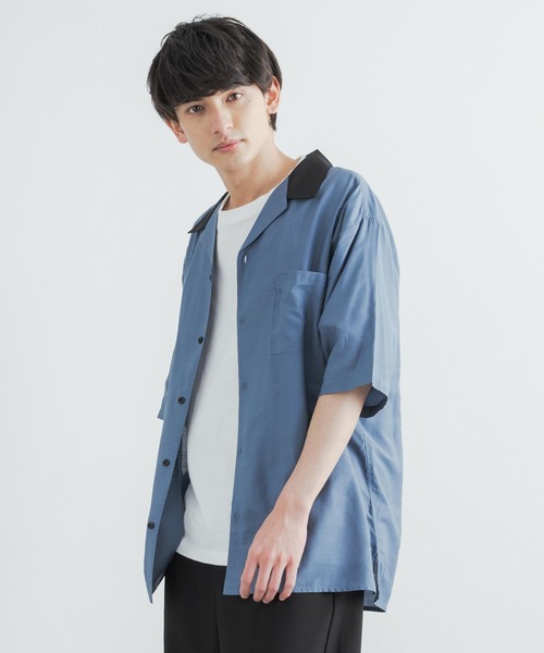 Rocky Monroe(ロッキーモンロー)の「クレリックオープンカラードレープ半袖シャツ(シャツ/ブラウス・メンズ・ホワイト/チャコールグレー/ブラック/サックスブルー/ブルーグリーン/グレイッシュベージュ・M/L)」の21枚目の写真