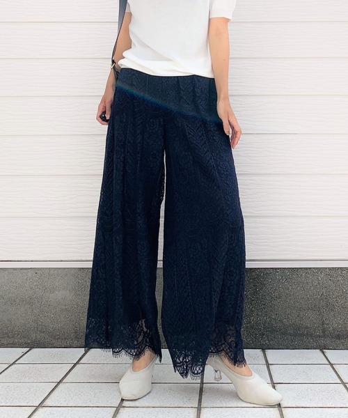 Q(キュー)の「スカラレースパンツ(その他パンツ・レディース・ネイビー/グレー/ベージュ・MEDIUM)」の3枚目の写真