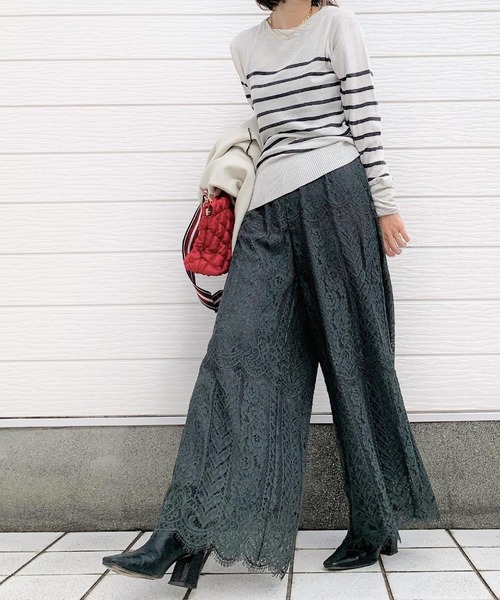 Q(キュー)の「スカラレースパンツ(その他パンツ・レディース・ネイビー/グレー/ベージュ・MEDIUM)」の11枚目の写真