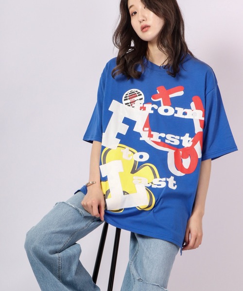 RE730(アールイーセブンサーティー)の「RE730 ビッグシルエットスマイルプリン半袖Tシャツ(Tシャツ/カットソー・メンズ・ホワイト/ブルー/ブルー系その他/ブラック系その他/グリーン/ライトグレー/ブラック・XL/M/L)」の6枚目の写真