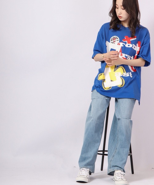 RE730(アールイーセブンサーティー)の「RE730 ビッグシルエットスマイルプリン半袖Tシャツ(Tシャツ/カットソー・メンズ・ホワイト/ブルー/ブルー系その他/ブラック系その他/グリーン/ライトグレー/ブラック・XL/M/L)」の16枚目の写真