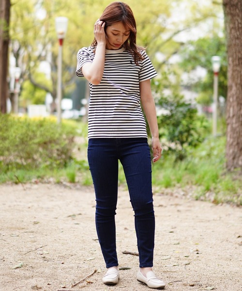 GIORDANO（ジョルダーノ）の「[GIORDANO] スーパーストレッチスリムテーパードデニムパンツ（デニムパンツ・レディース・インディゴブルー/ダークインディゴブルー・28inch/29inch/30inch/31inch）」の14枚目の写真