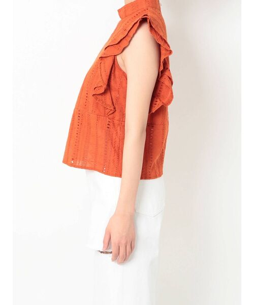 EVRIS（エヴリス）の「コットンレースラッフルノースリーブトップス（タンクトップ・レディース・ホワイト/ブラック/オレンジ・FREE）」の22枚目の写真