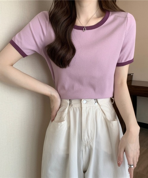 セットアップ クルーネック Tシャツ 半袖 スカート S/M/L She's Closet tシャツ マーブル水彩ニュアンス柄半袖クルー