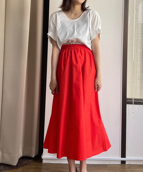 PRIORITY（プライオリティー）の「ふわっと広がる旬のマキシスカー ト トレンド オフィスカジュアル（スカート・レディース・ライトカーキ/オレンジ/カーキ/ブラック/キャメル・38）」の10枚目の写真