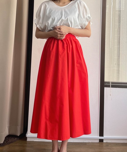 PRIORITY（プライオリティー）の「ふわっと広がる旬のマキシスカー ト トレンド オフィスカジュアル（スカート・レディース・ライトカーキ/オレンジ/カーキ/ブラック/キャメル・38）」の8枚目の写真