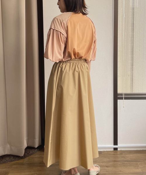 PRIORITY（プライオリティー）の「ふわっと広がる旬のマキシスカー ト トレンド オフィスカジュアル（スカート・レディース・ライトカーキ/オレンジ/カーキ/ブラック/キャメル・38）」の11枚目の写真