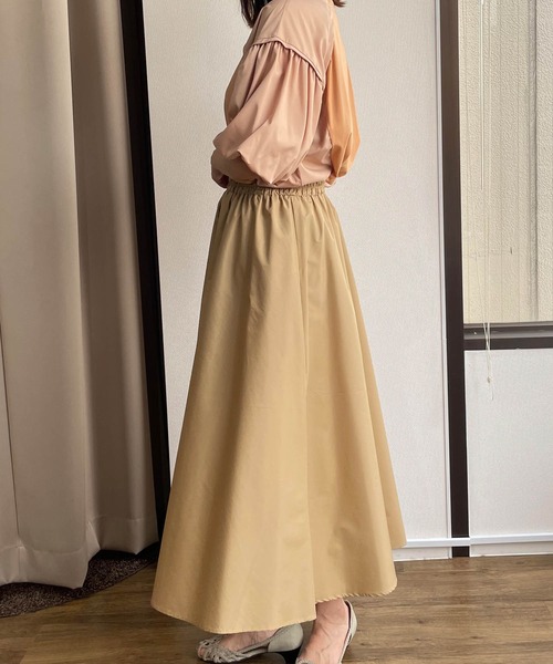PRIORITY（プライオリティー）の「ふわっと広がる旬のマキシスカー ト トレンド オフィスカジュアル（スカート・レディース・ライトカーキ/オレンジ/カーキ/ブラック/キャメル・38）」の13枚目の写真