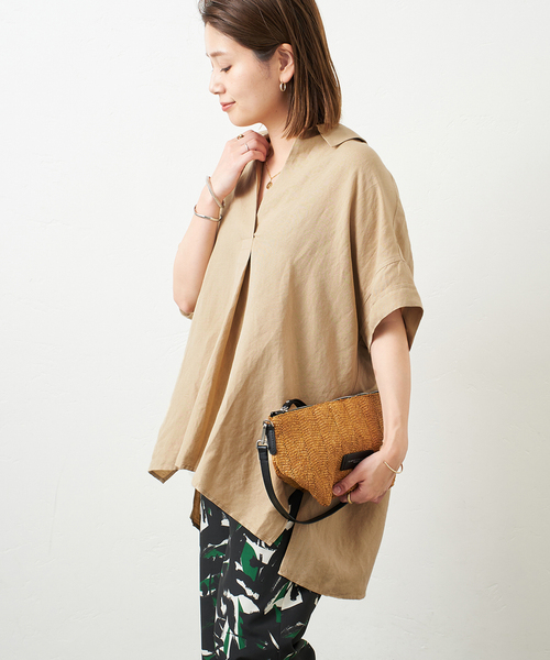 JOURNAL STANDARD（ジャーナルスタンダード）の「スキッパープルオーバー（シャツ/ブラウス・レディース・ホワイト/ベージュ/ネイビー/ピンク・FREE）」の2枚目の写真