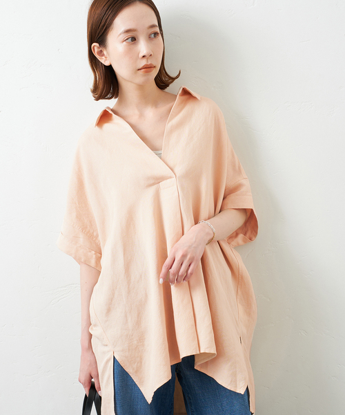 JOURNAL STANDARD（ジャーナルスタンダード）の「スキッパープルオーバー（シャツ/ブラウス・レディース・ホワイト/ベージュ/ネイビー/ピンク・FREE）」の4枚目の写真