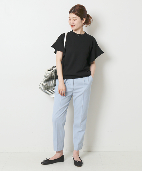 Spick & Span(スピックアンドスパン)の「≪追加2≫COOLフレアフレンチスリーブプルオーバー(ニット/セーター・レディース・ホワイト/ブラック・FREE)」の3枚目の写真