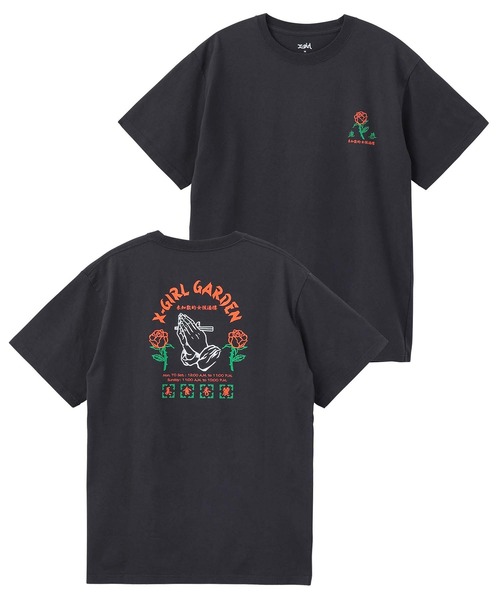 X-girl（エックスガール）の「X-GIRL GARDEN S/S TEE/グラフィック/バックプリント 半袖/Tシャツ（Tシャツ/カットソー・レディース・パープル/チャコール/ホワイト・M/XL/S/L）」の18枚目の写真