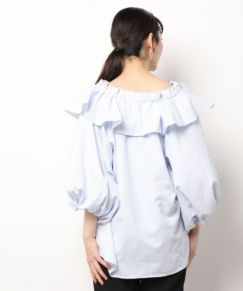 sango(sango)の「先染めストライプフリルブラウス(シャツ/ブラウス・レディース・ネイビー/ライトブルー/ホワイト・FREE)」の15枚目の写真