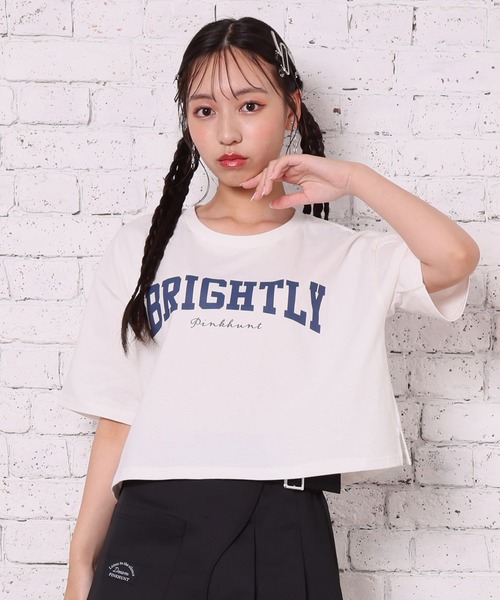 PINKHUNT（ピンクハント）の「PINKHUNT ピンクハント cカレッジロゴ ショート丈 Tシャツ 6862K（Tシャツ/カットソー・キッズ・ホワイト/イエロー/ネイビー・140cm/150cm/160cm/120cm/130cm）」の8枚目の写真