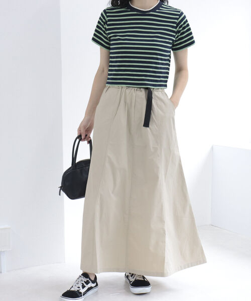 fredy repit（フレディレピ）の「ベルト付きナイロンロングスカート（スカート・レディース・カーキ/パープル/ブラック/ベージュ・38）」の13枚目の写真