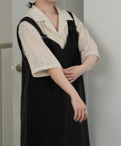 lawgy(ラウジー)の「pattern see through shirt(シャツ/ブラウス・レディース・ブラック/ベージュ/アイボリー・FREE)」の11枚目の写真