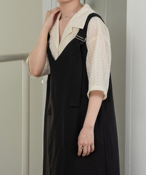 lawgy(ラウジー)の「pattern see through shirt(シャツ/ブラウス・レディース・ブラック/ベージュ/アイボリー・FREE)」の10枚目の写真