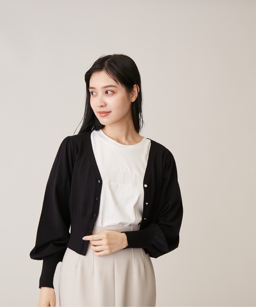 JILL by JILL STUART(ジルバイジルスチュアート)の「◇シルク混Vネックカーディガン(カーディガン/ボレロ・レディース・ブラック/ベージュ/パープル/ブルー/ブラウン・FREE)」の12枚目の写真