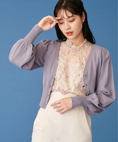 JILL by JILL STUART(ジルバイジルスチュアート)の「◇シルク混Vネックカーディガン(カーディガン/ボレロ・レディース・ブラック/ベージュ/パープル/ブルー/ブラウン・FREE)」の13枚目の写真
