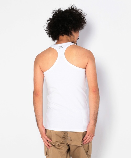 注目■AVIREX■リブ タンクトップ バッククロス デイリーウェア AVIREX（アヴィレックス）の「《DAILY/デイリー》RIB TANK TOP