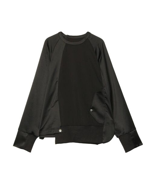 UN3D.(アンスリード)の「サテンコンビトップ(Tシャツ/カットソー・レディース・カーキ/ブラック/ベージュ・FREE)」の4枚目の写真