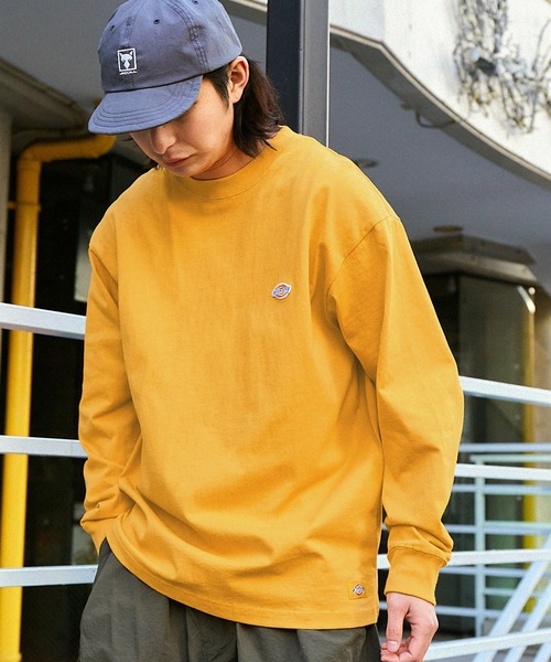 Dickies(ディッキーズ)の「Dickies/ディッキーズ ロゴワッペン刺繍 ビッグシルエット長袖Tシャツ(Tシャツ/カットソー・メンズ・グレー系その他/ブラウン系その他/グリーン/ブラック/ホワイト/マスタード/スミクロ/ブルー・L/M/XL)」の8枚目の写真