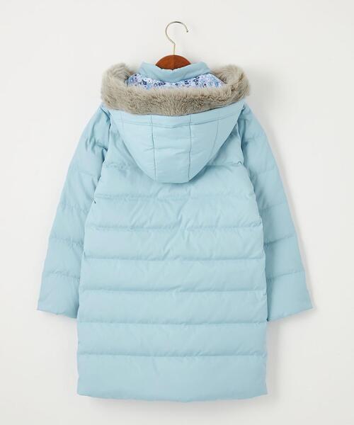 green label relaxing(グリーンレーベルリラクシング)の「TJ GIRLS ロング ダウンコート 140-160cm -撥水-(ダウンジャケット/コート・キッズ・ネイビー/ライトブルー・160cm/140cm/150cm)」の8枚目の写真