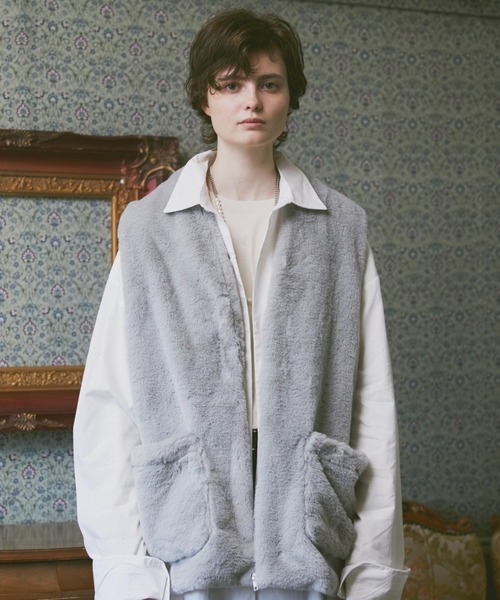 ln fortis(ロンフォルティス)の「ln fortis -ミドルレングスファーベスト(ベスト・メンズ・ブラウン/ブルー・FREE)」の4枚目の写真