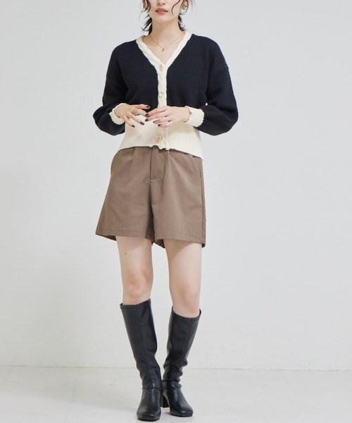 solleim(ソルレム)の「バイカラークロップドニットカーディガン(カーディガン/ボレロ・レディース・ブラック/グリーン・M)」の16枚目の写真