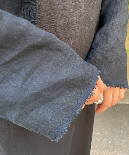 BEARDSLEY（ビアズリー）の「奄美泥藍染ブラウス（シャツ/ブラウス・レディース・インディゴブルー・FREE）」の10枚目の写真