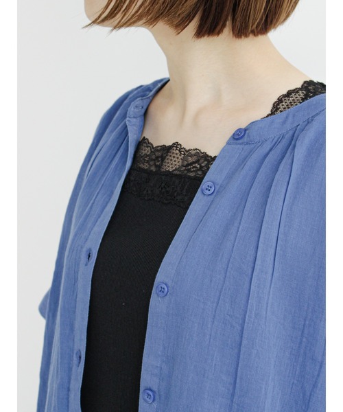 Samansa Mos2 blue（サマンサモスモスブルー）の「コットンボイルギャザーブラウス（シャツ/ブラウス・レディース・ブラック/カーキ/イエロー/ブルー・ﾌﾘ-）」の17枚目の写真