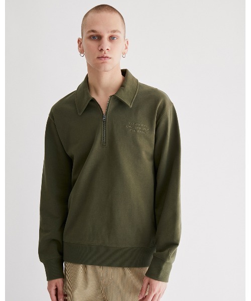 Saturdays NYC（サタデーズ ニューヨークシティ ）の「Mott Fundamental Quarter Zip（Tシャツ/カットソー・メンズ・ブラック/オリーブ・XL/L/S/M/X-SMALL/XXL）」の19枚目の写真