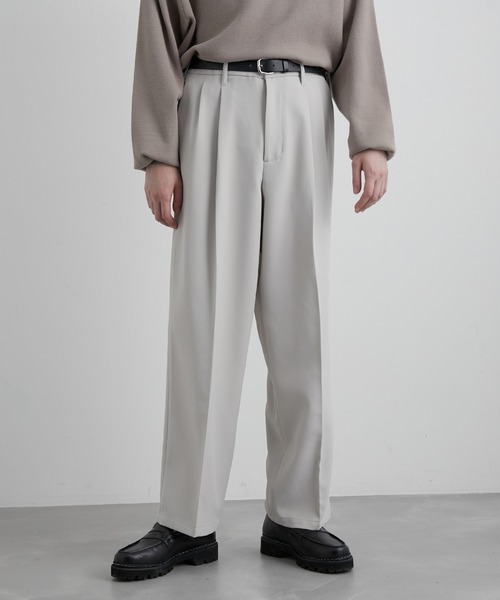 JUNRED(ジュンレッド)の「ウォームツイルタックワイドパンツ(スラックス・メンズ・ブラック/グリーン/ベージュ系その他・S/M/L)」の8枚目の写真