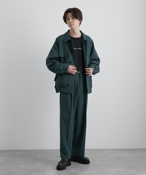 JUNRED(ジュンレッド)の「ウォームツイルタックワイドパンツ(スラックス・メンズ・ブラック/グリーン/ベージュ系その他・S/M/L)」の6枚目の写真