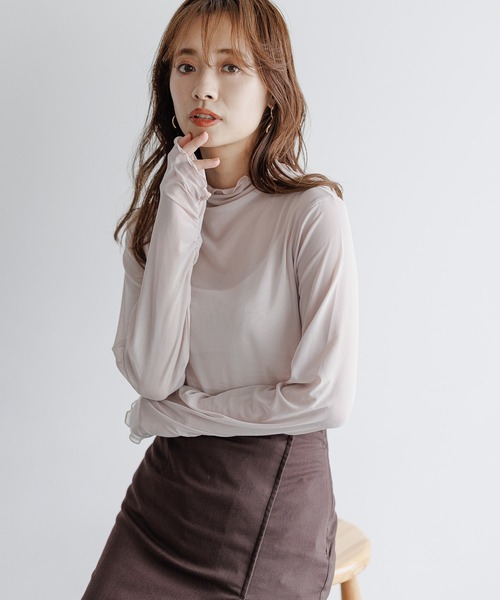 mysty woman（ミスティウーマン）の「クシュクシュスリーブシアープルオーバー（Tシャツ/カットソー・レディース・ホワイト/ブラック/モカ/グリーン/アイボリー・FREE）」の2枚目の写真