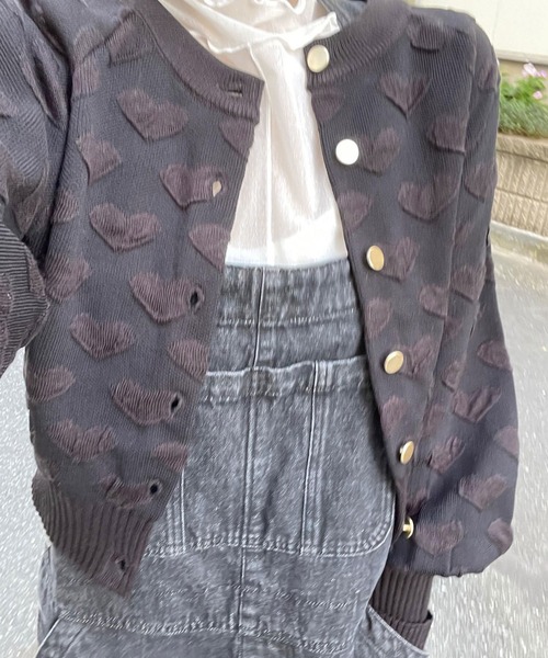 Alley by w closet（アリーバイダブルクローゼット）の「【2WAY/Alley】ハートニットカーディガン（ニット/セーター・レディース・ピンク/パープル/ブラック/レッド・FREE）」の9枚目の写真