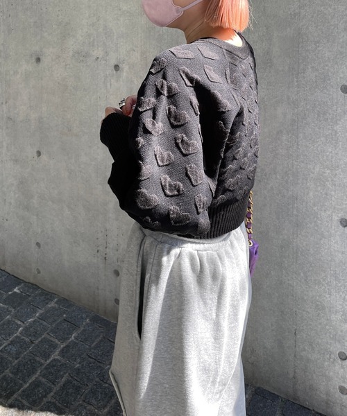 Alley by w closet（アリーバイダブルクローゼット）の「【2WAY/Alley】ハートニットカーディガン（ニット/セーター・レディース・ピンク/パープル/ブラック/レッド・FREE）」の15枚目の写真