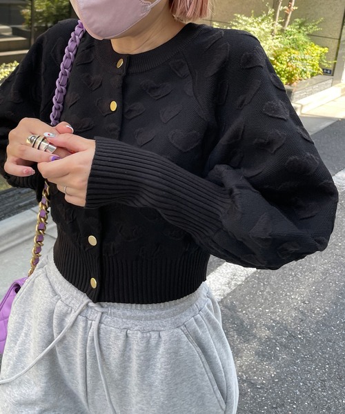 Alley by w closet（アリーバイダブルクローゼット）の「【2WAY/Alley】ハートニットカーディガン（ニット/セーター・レディース・ピンク/パープル/ブラック/レッド・FREE）」の16枚目の写真